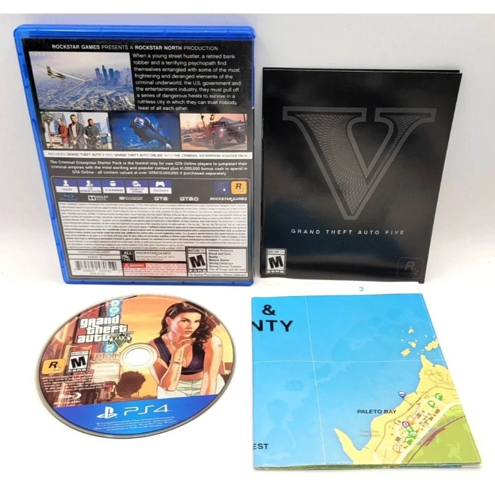 Grand Theft Auto V Premium Edition (Sony Playstation 4 PS4) Complete w/Map CIB